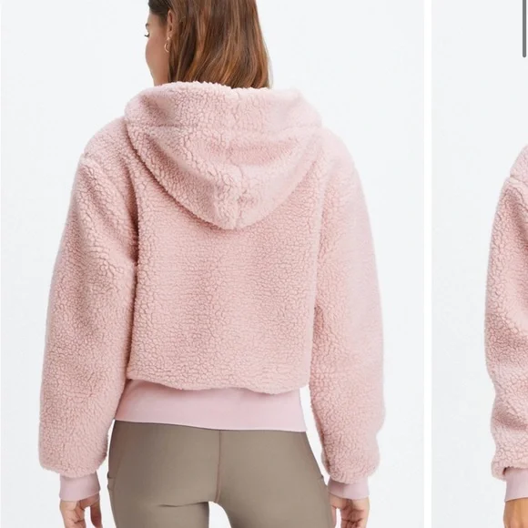 Fabletics Maeve Pink Summit Teddy Jacket with High Collar and Cropped Design 🧸💖 - Picture 2 of 9